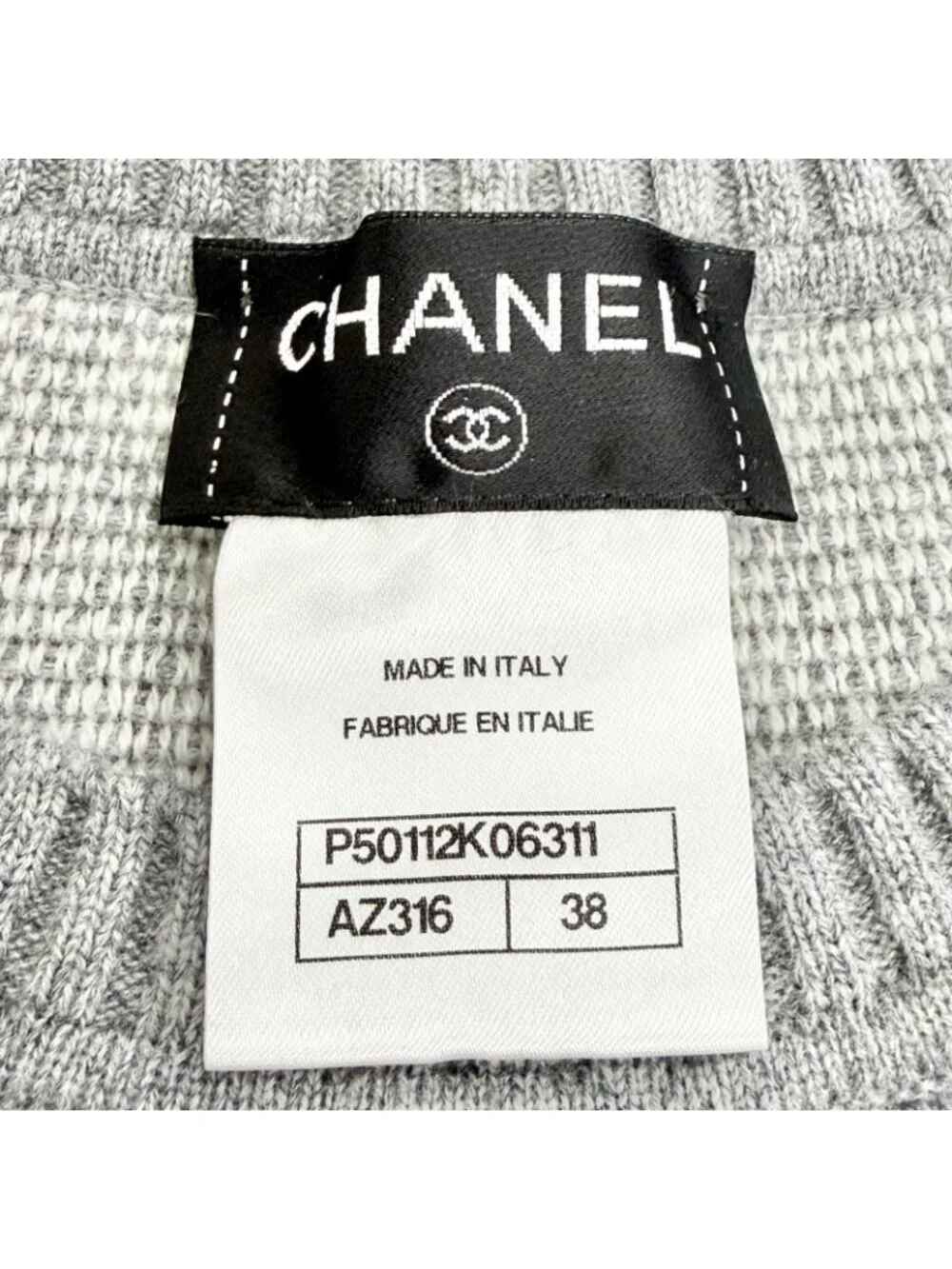 Chanel Cashmere Lion Crew Neck Long Sleeve Knit Sweater Gray 38